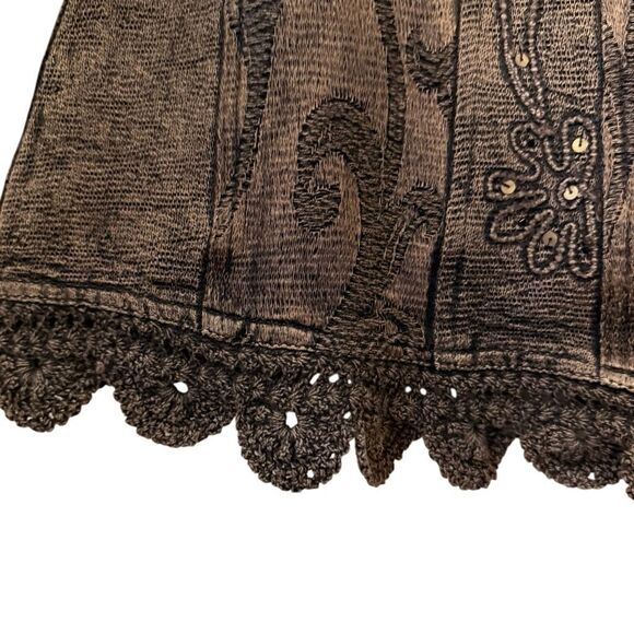 Flashback Jacket Copper Embroidered Sequined Crochet Trim Size XL Western, Goth - Picture 3 of 16